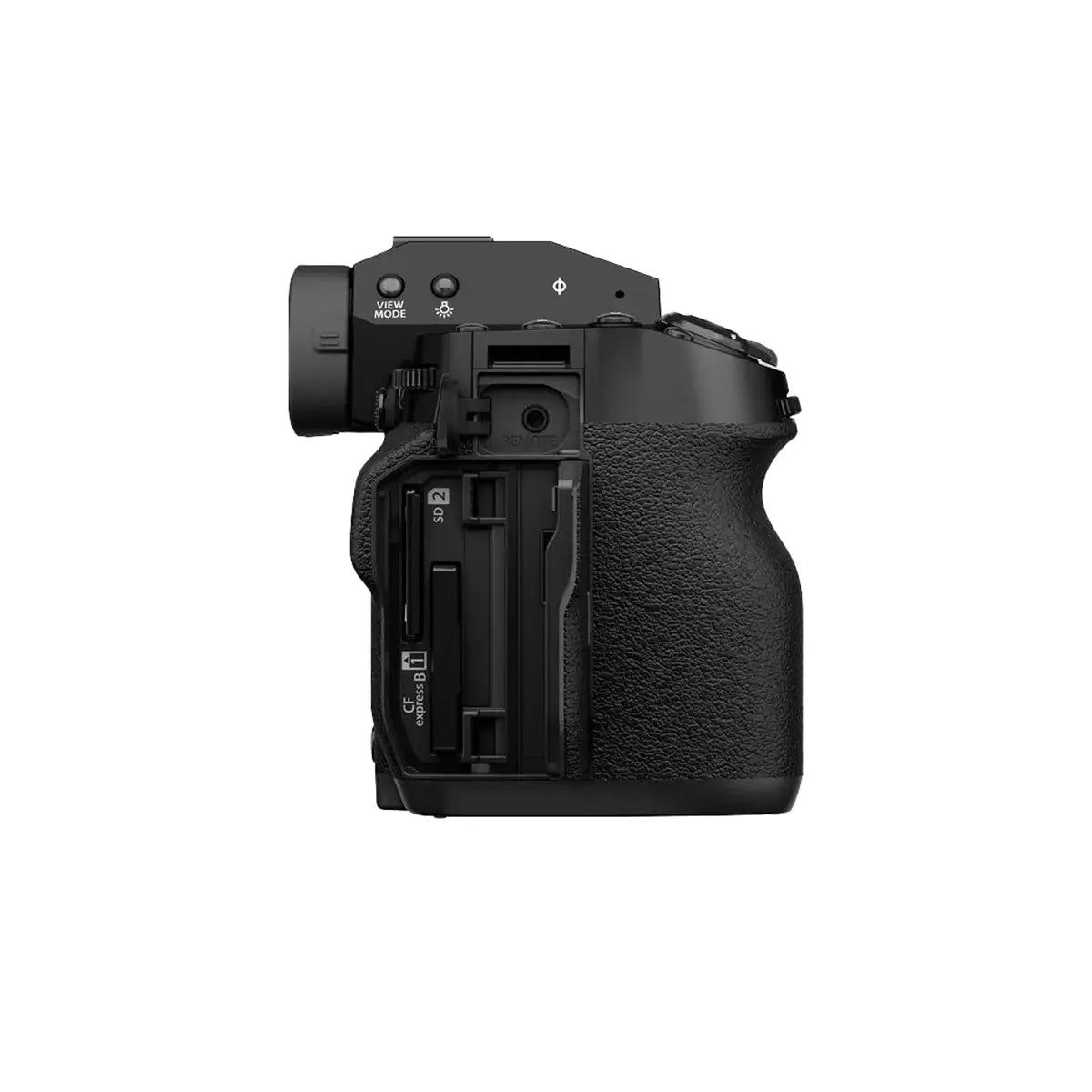 Fujifilm X-H2S Mirrorless Camera Body - Black side with sd card slot open