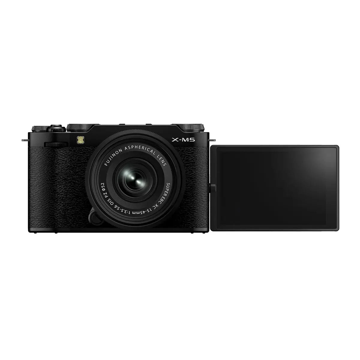 Fujifilm X-M5 with XC 15-45mm Lens - Black front with screen rotated