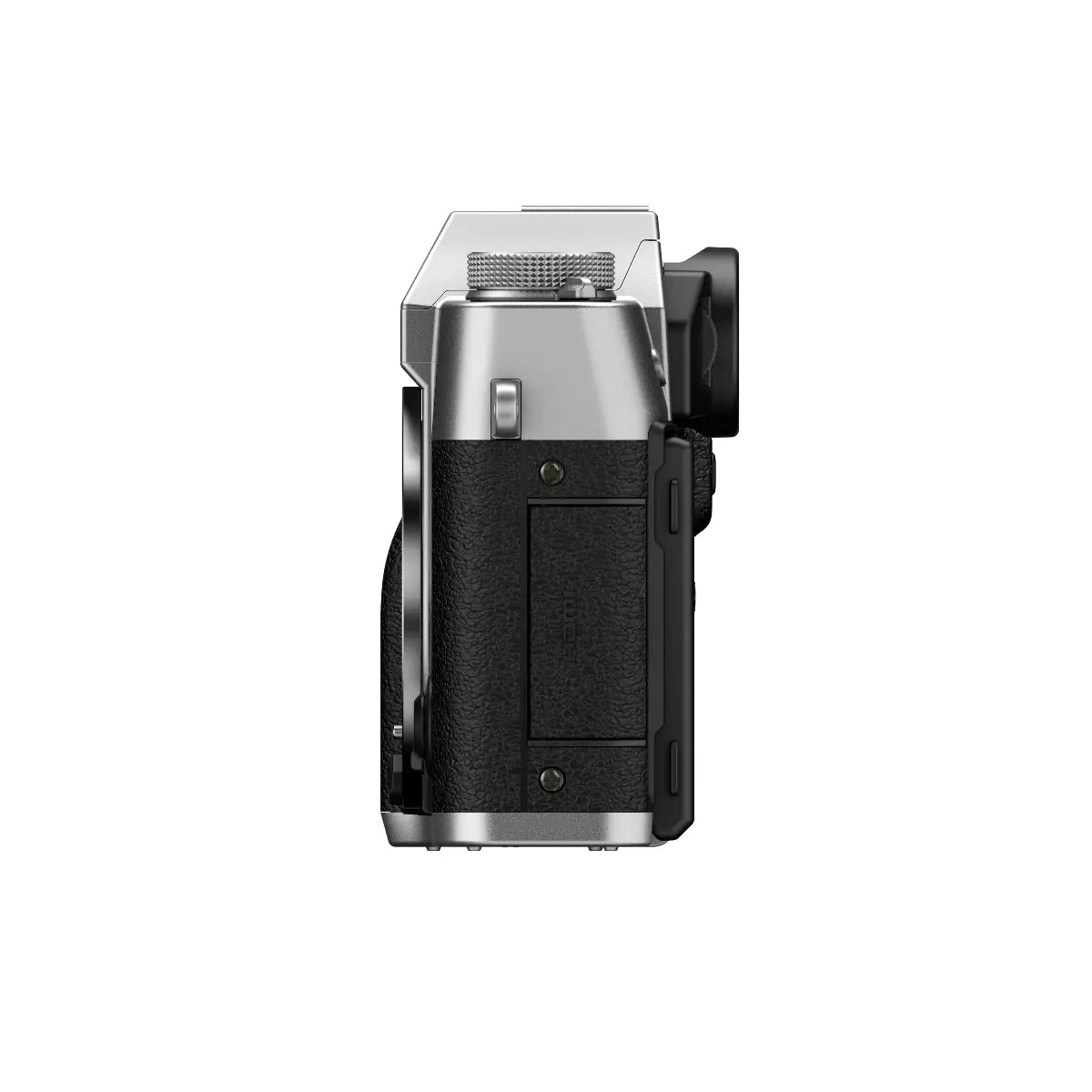 Black and silver electronic device on a white background