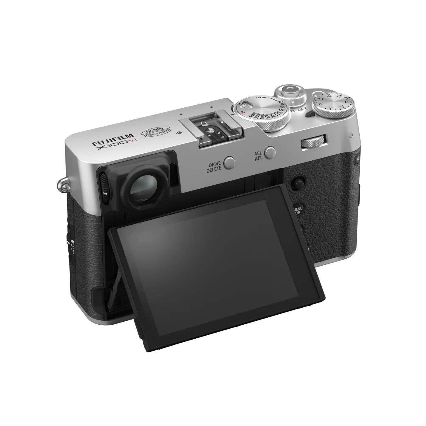 Fujifilm X100VI Digital Camera - Silver back with screen rotated
