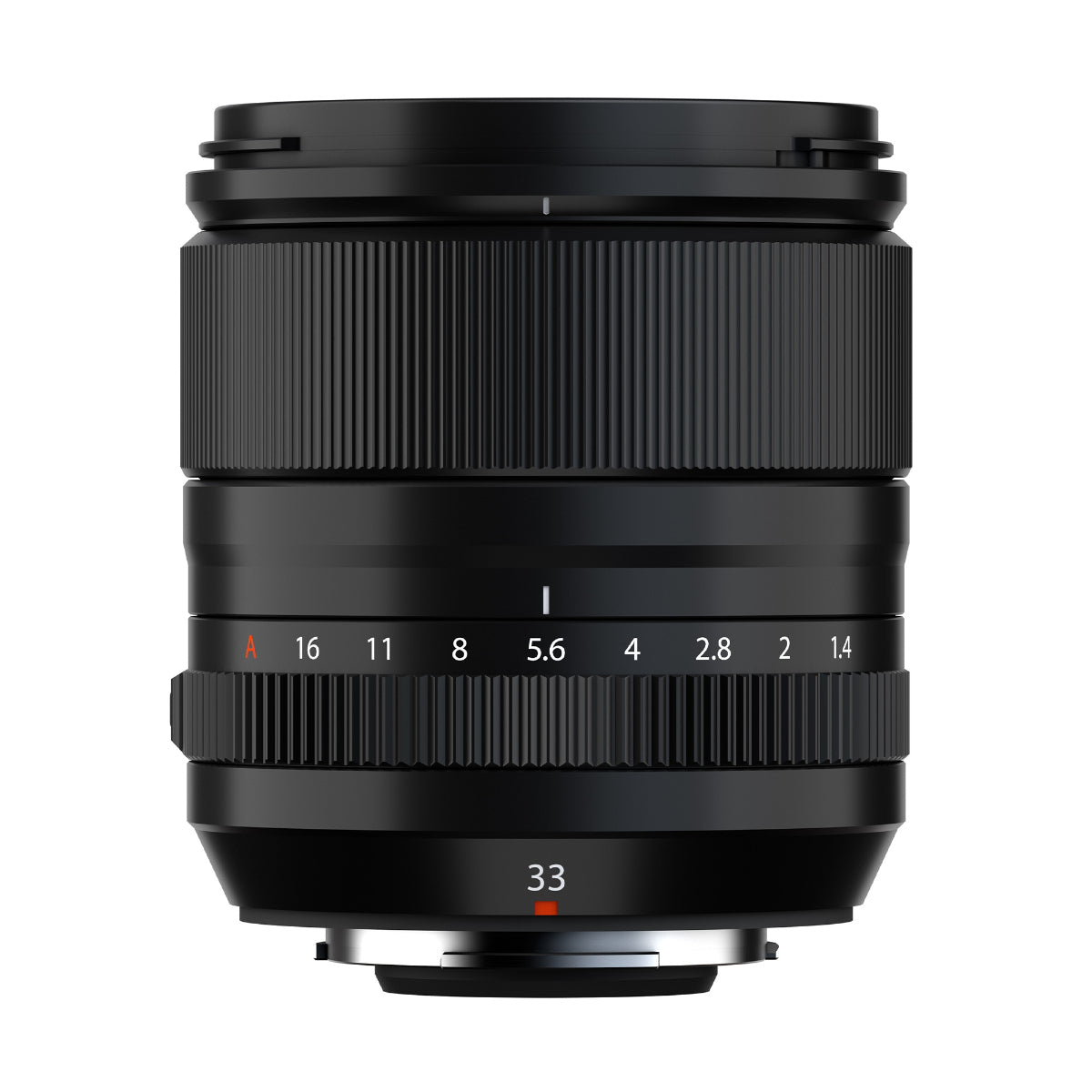 Fujifilm XF 33mm f1.4 R LM WR Lens product photo side vertical