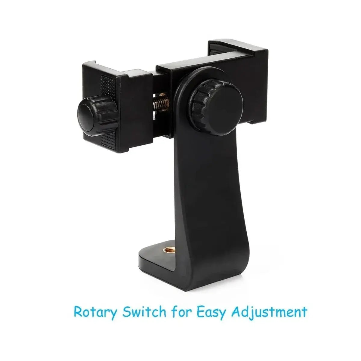 Black rotary switch on a white background with text 'Rotary Switch for Easy Adjustment'.