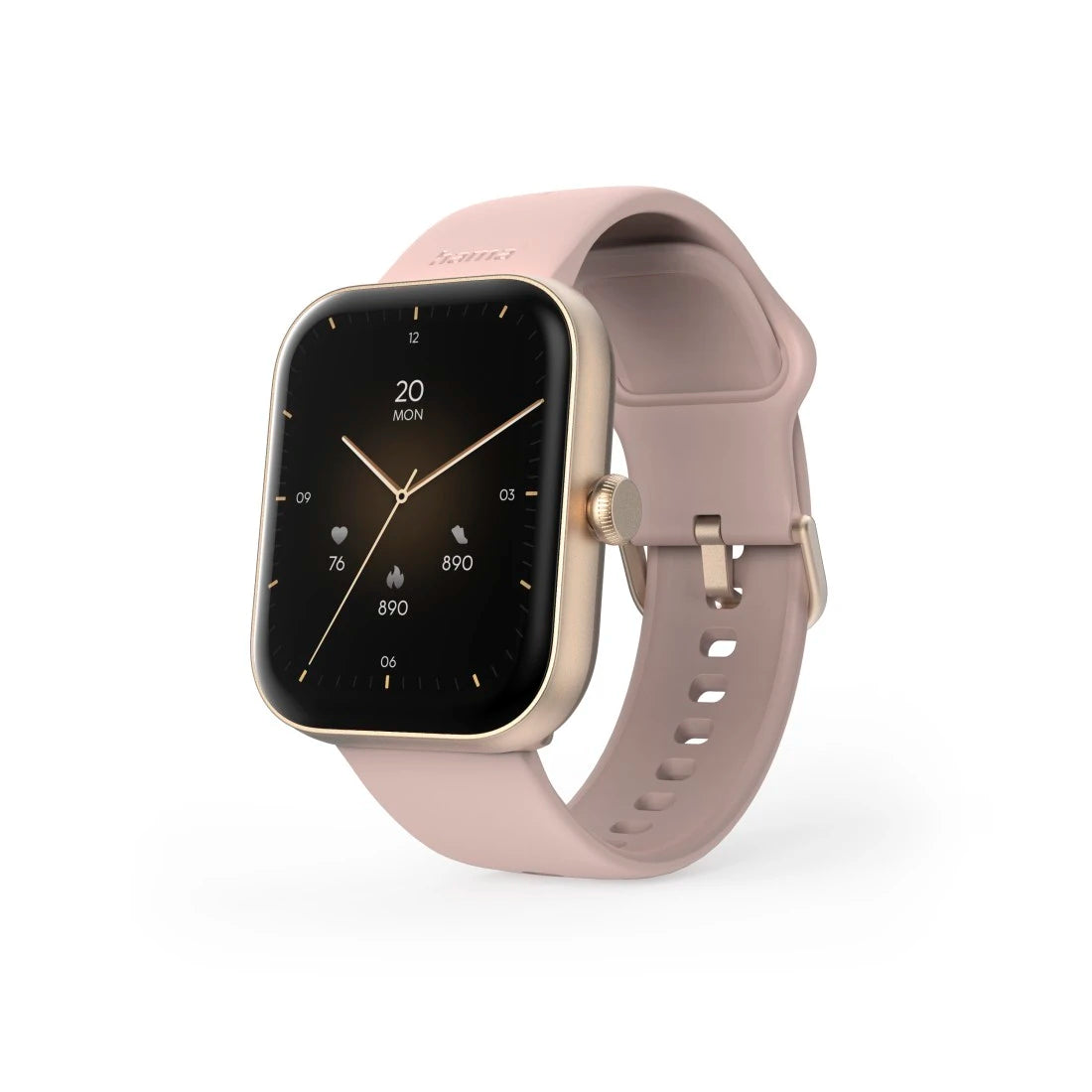 Smartwatch with a pink band on a white background