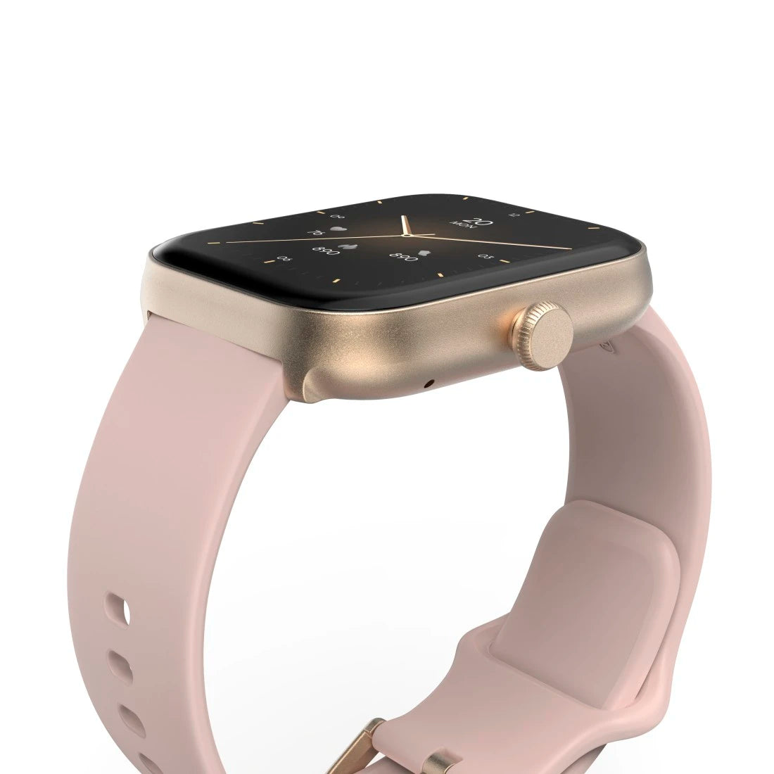 Smartwatch with a beige strap on a white background