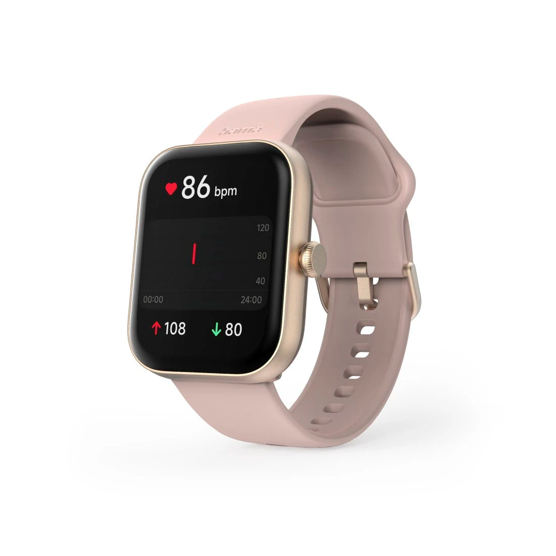 Smartwatch with a beige strap on a white background