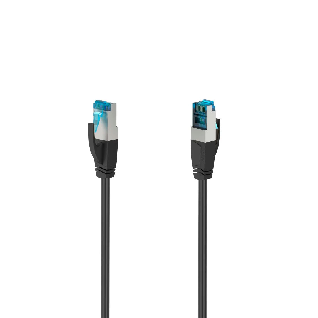 Two Ethernet cables with connectors on a white background