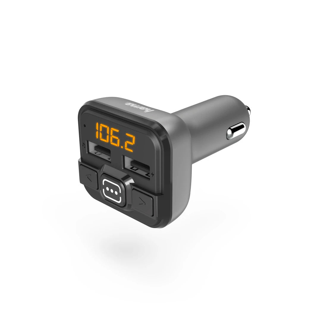 Car audio receiver with digital display on a white background