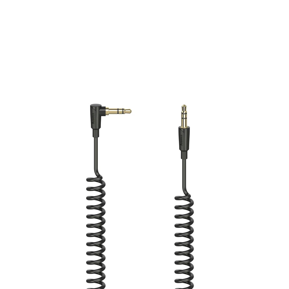 Hama “Flexi-Slim” Spiral Audio Cable – 3.5 mm 90° Jack Plug to Plug, Stereo, 1.5m