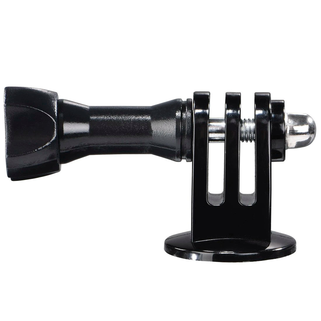 Black camera mount on a white background