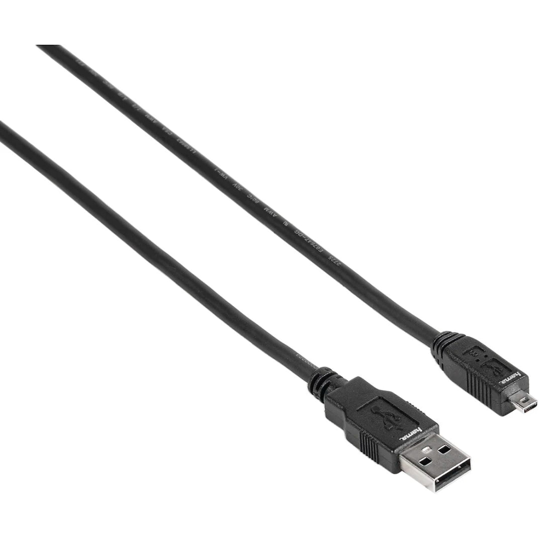 Black USB cable on a white background