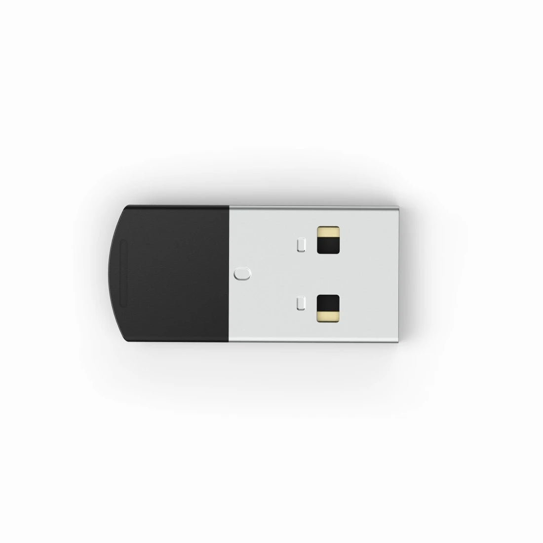 Black and white USB adapter on a white background
