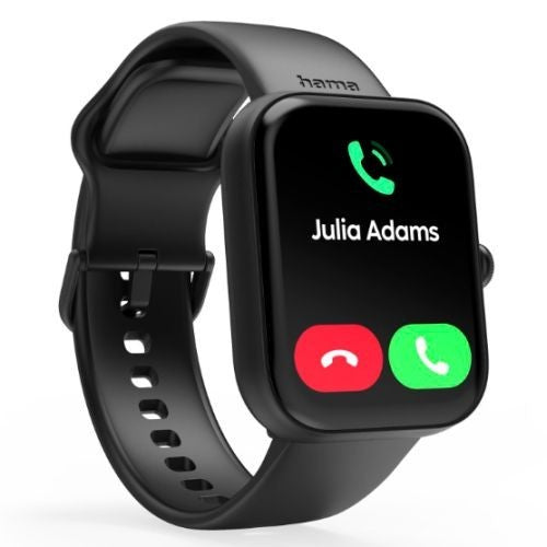 Hama 5000 Fitness Tracker Smart Watch, 1.65" LCD Touch Screen, Waterproof, Hands-Free Calling, Black