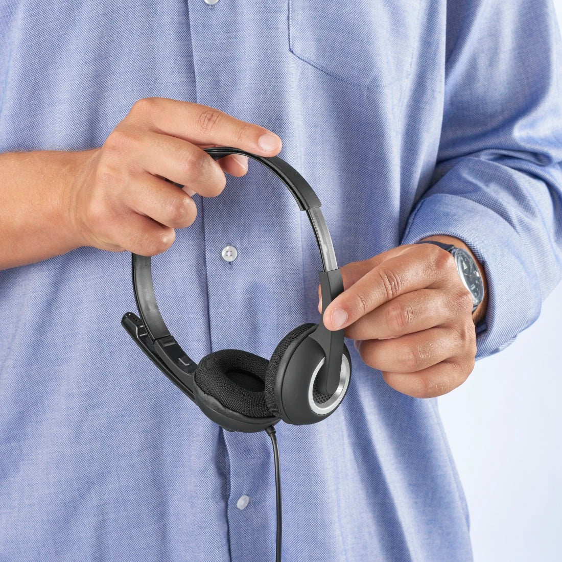 Hama (HS-P150 V2) Ultra-lightweight Headset, 3.5mm Jack, Y-adapter, Padded Ear Pads, Inline Controls