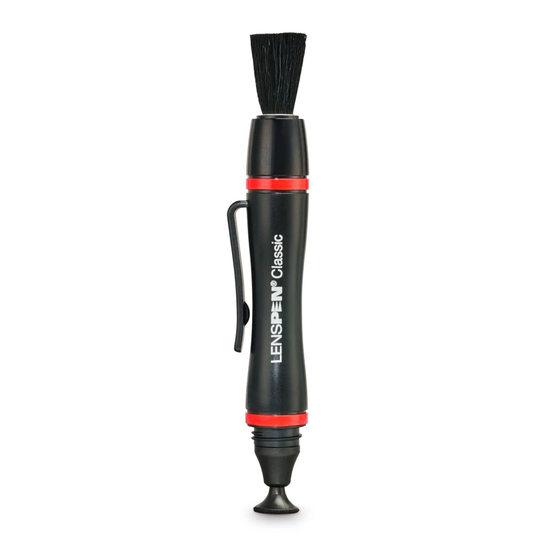 Black and red cleaning tool with 'LENSPEEN' branding on a white background