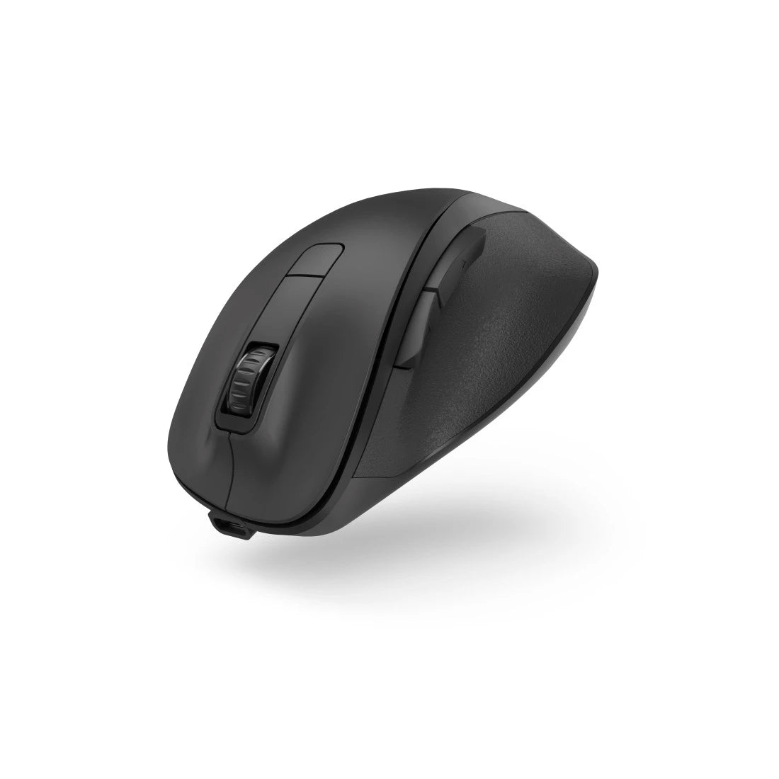 Black computer mouse on a white background