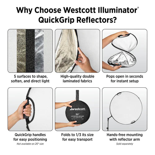 Westcott Illuminator QuickGrip 5-in-1 Reflector (48" x 72") - #1514