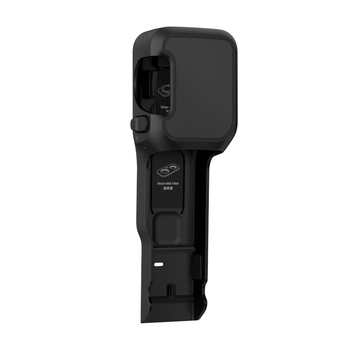 Black electronic device with buttons on a white background