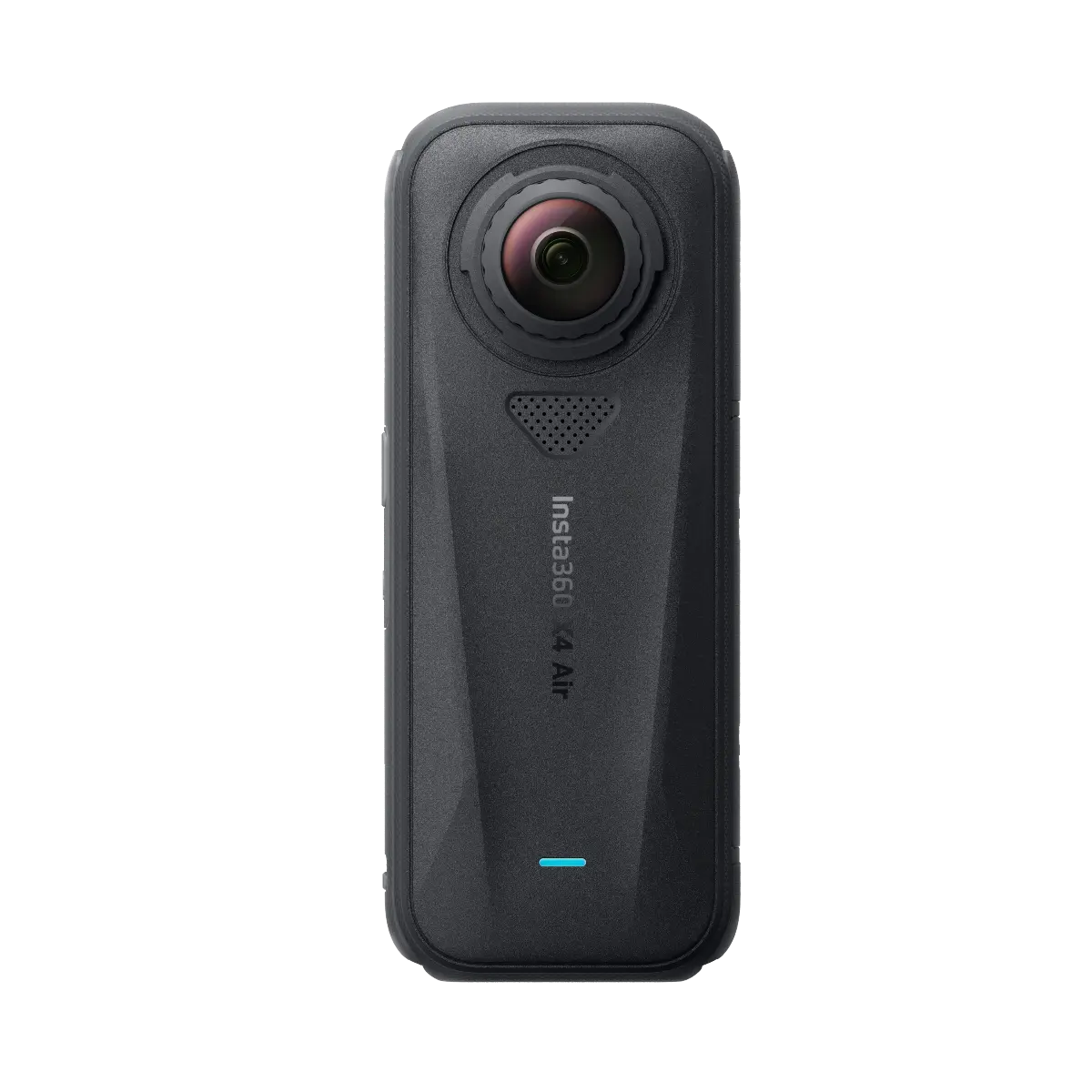 Black 360-degree camera with 'Insta360' branding on a white background
