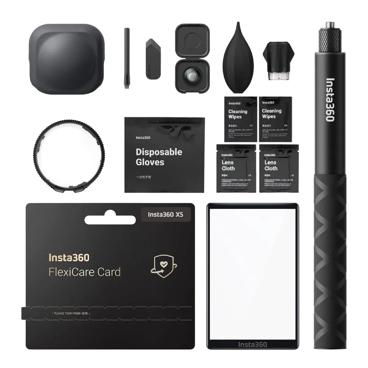 Collection of Insta360 photography and videography accessories on a white background