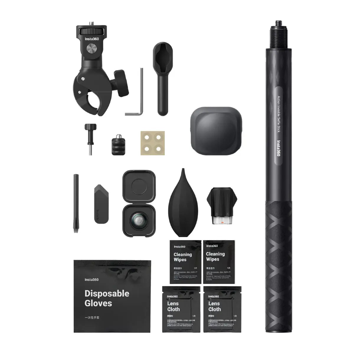 Collection of camera cleaning and maintenance tools on a white background