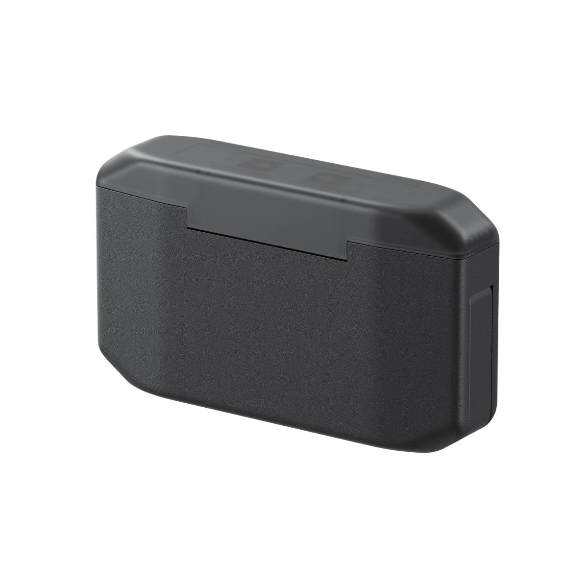 A matte black rectangular electronic case with rounded corners, shown at a three-quarter angle on a plain white background.