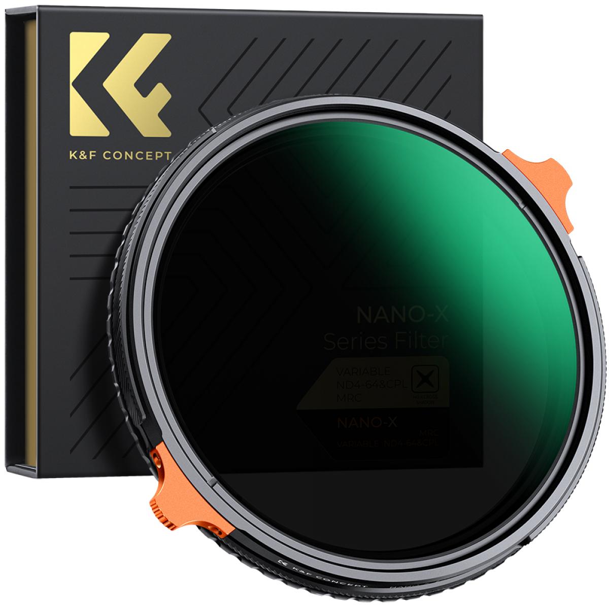 K&F Concept 62mm Variable ND4-64 CPL Filter, ND Polarizing CPL Circular Polarizing Fader Neutral Density Filter (KF01.1914)