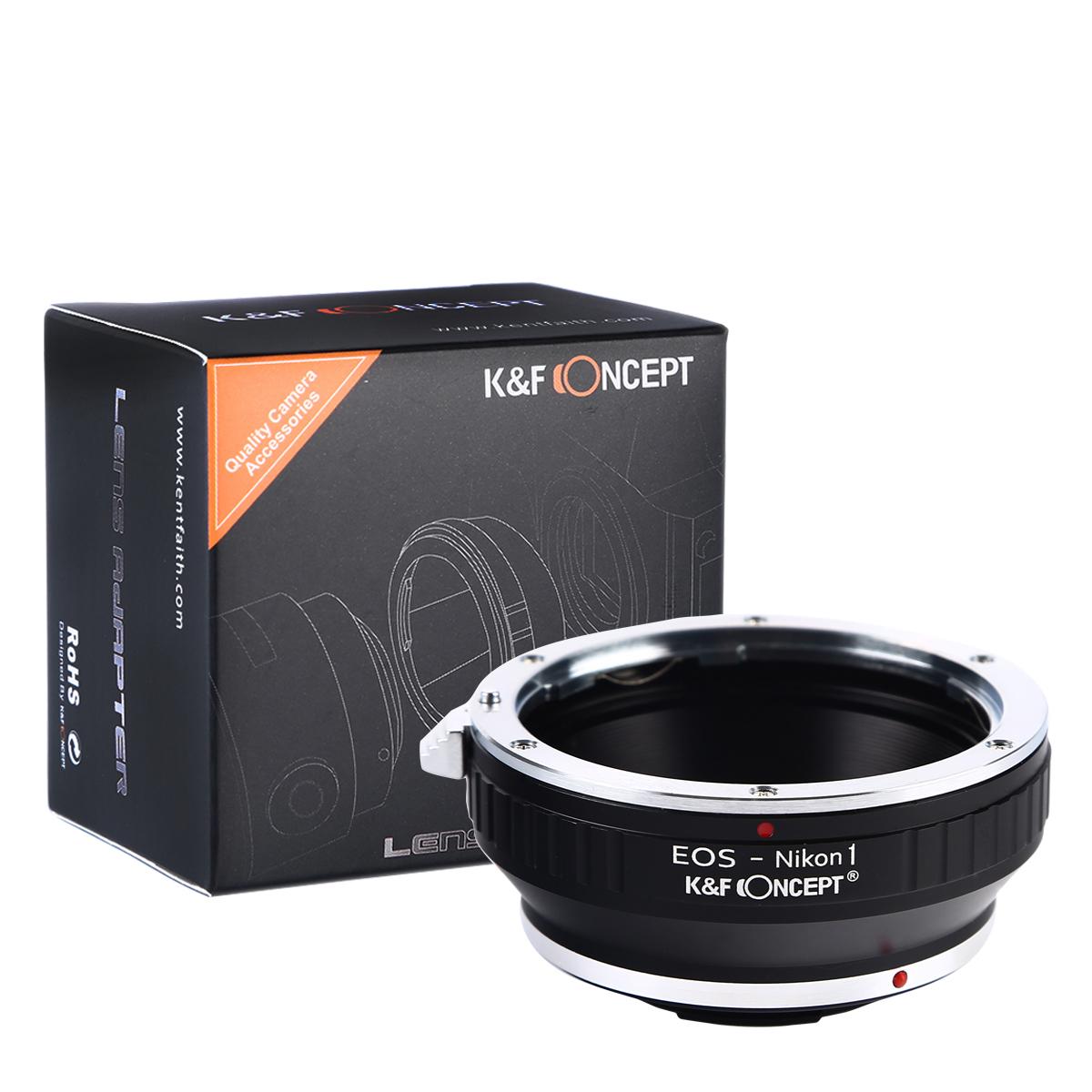 Image of K&F Concept Lens Mount Adapter, Canon EOS EF Mount Lens to Nikon 1-Series Camera, fits Nikon V1, J1 Mirrorless Cameras, fits EOS EF, and EF-S Lenses