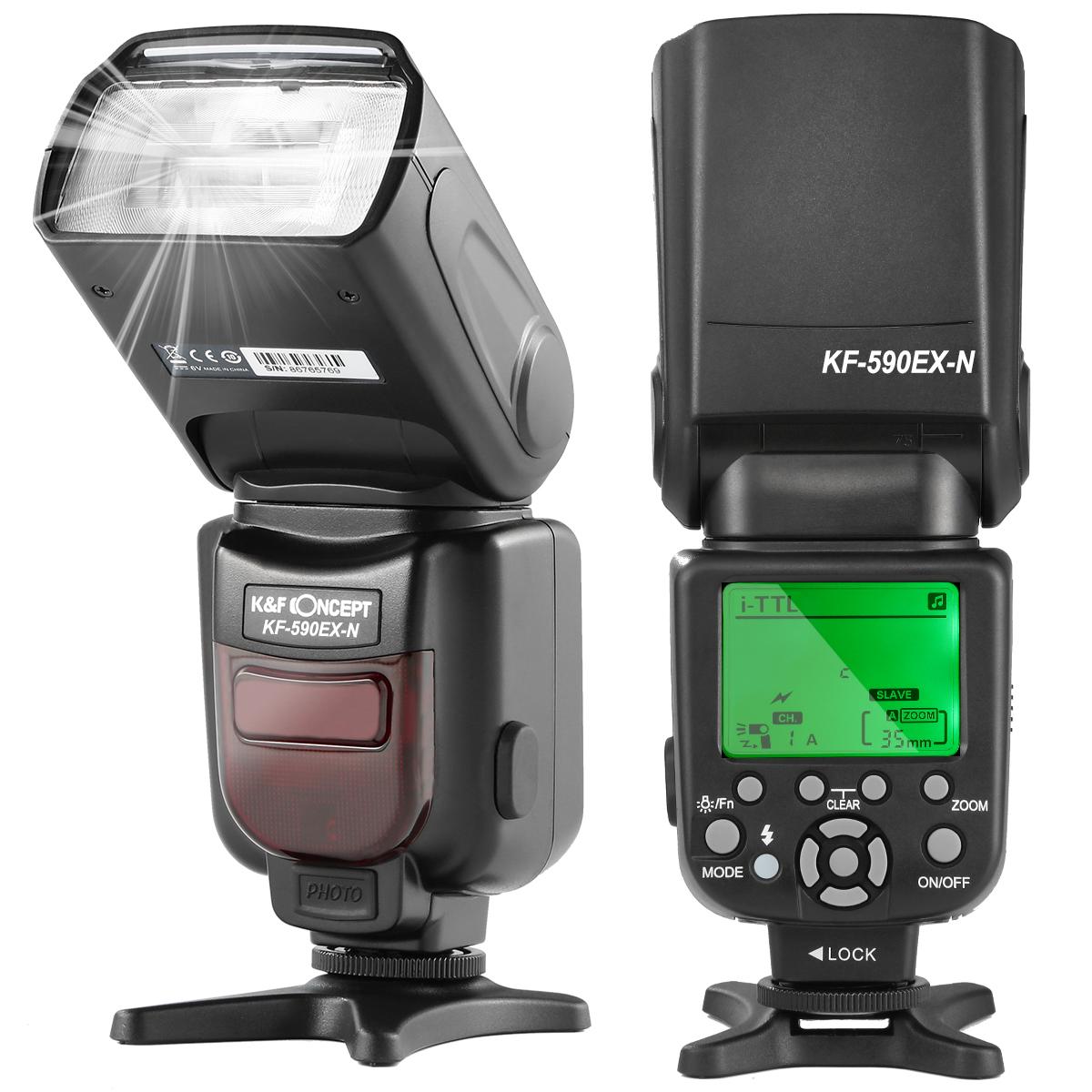K&F Concept 590N I-TTL Flash for Nikon GN56 Auto-Focus Wireless Slave