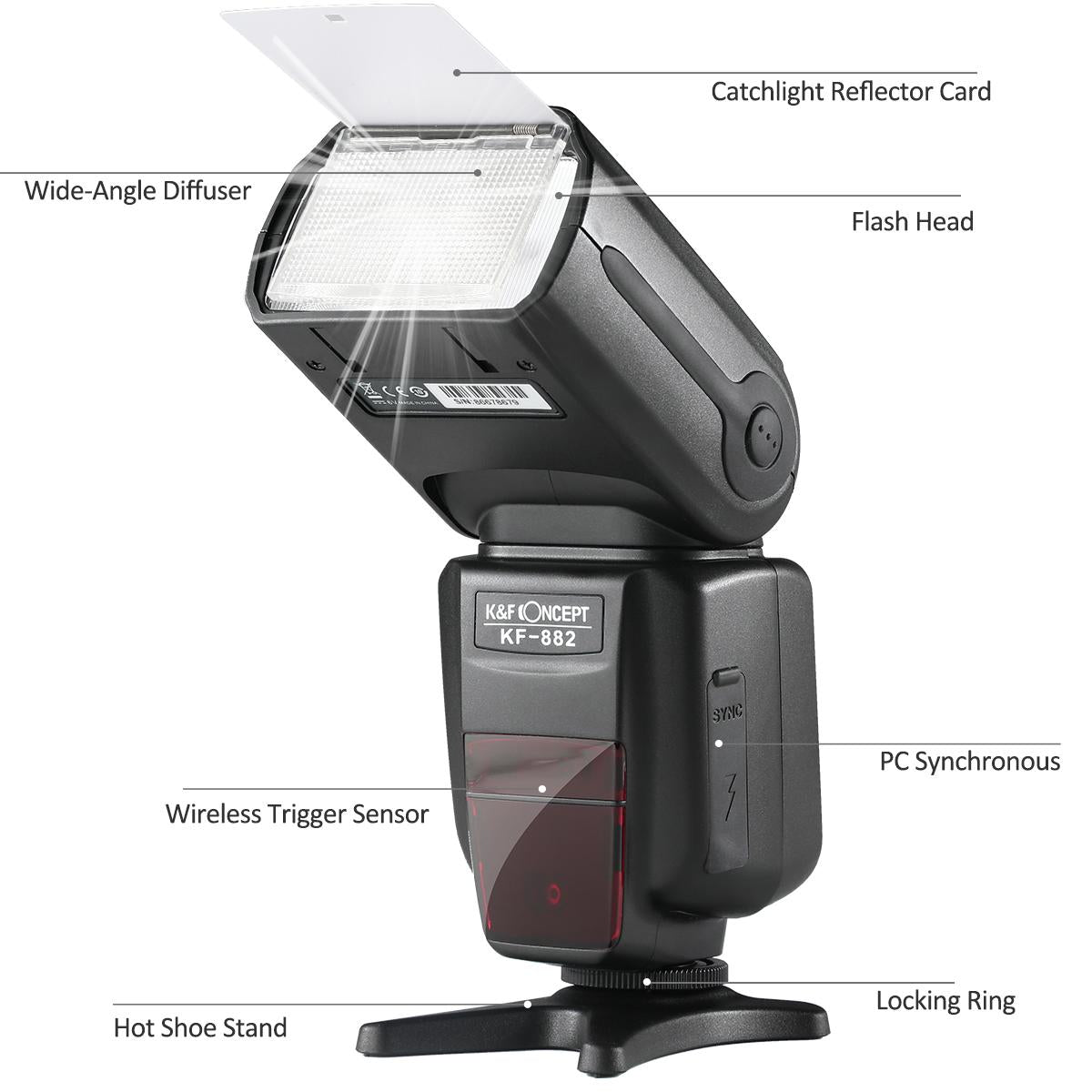 Image of K&F Concept 882 i-TTL HSS Flash for Nikon GN58 1/8000s High Speed Sync
