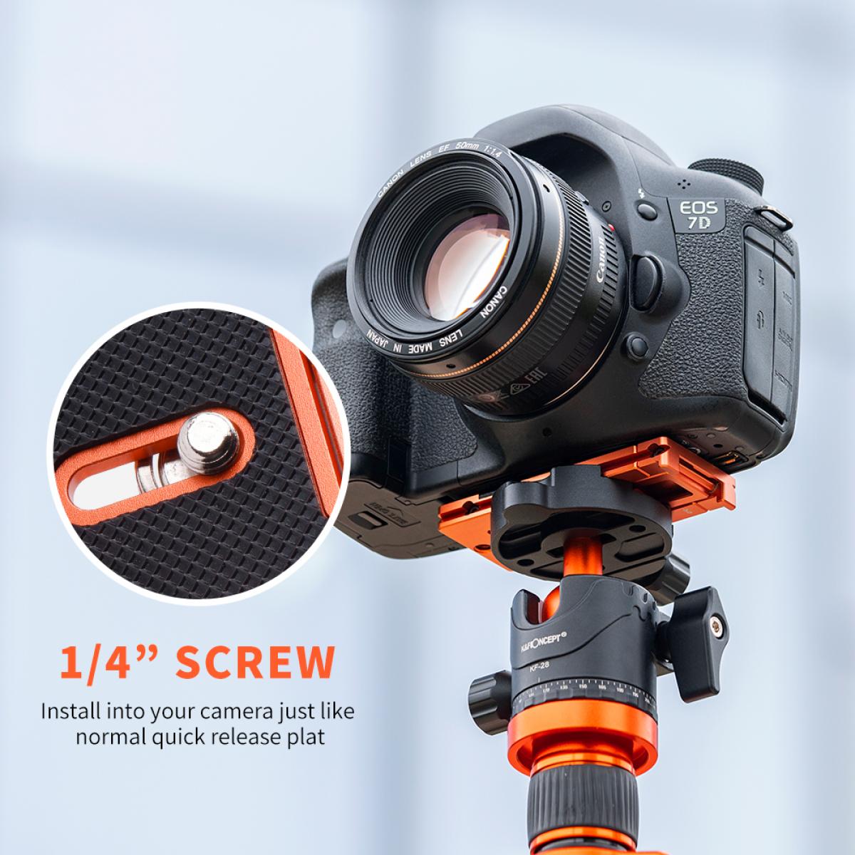 K&F Concept Arca Swiss Quick Release Plate for Cameras and Smartphones - Orange