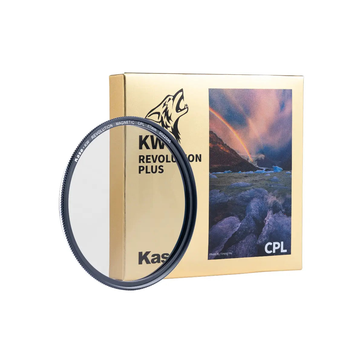 Kaspa circular polarizer filter with packaging featuring a scenic image and brand logo.