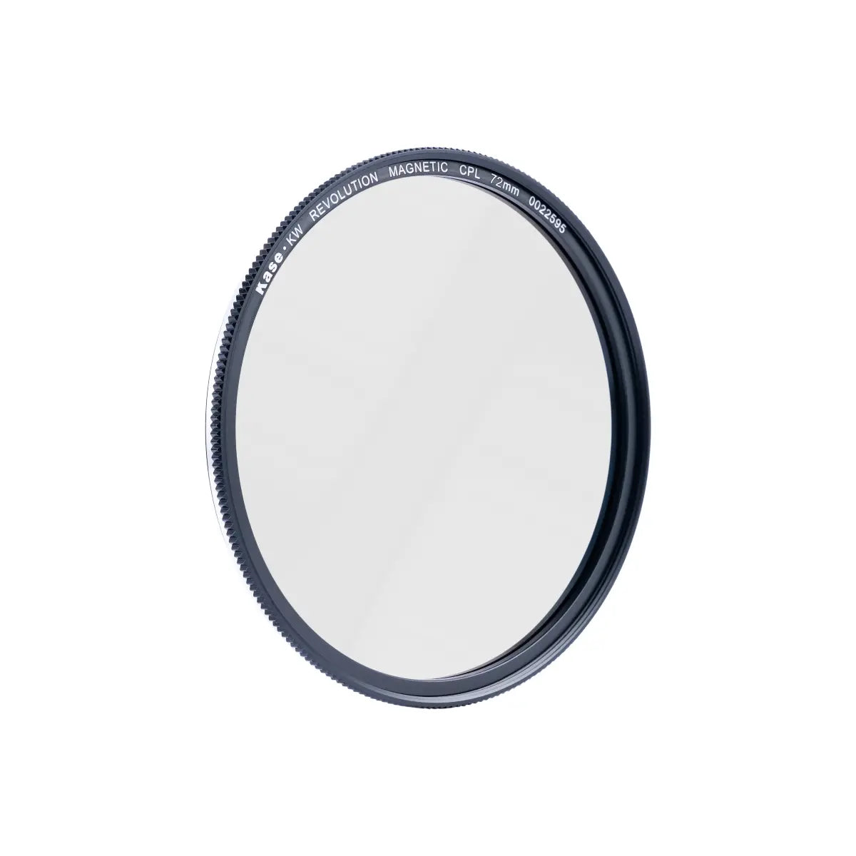 Camera lens filter with brand name on a white background