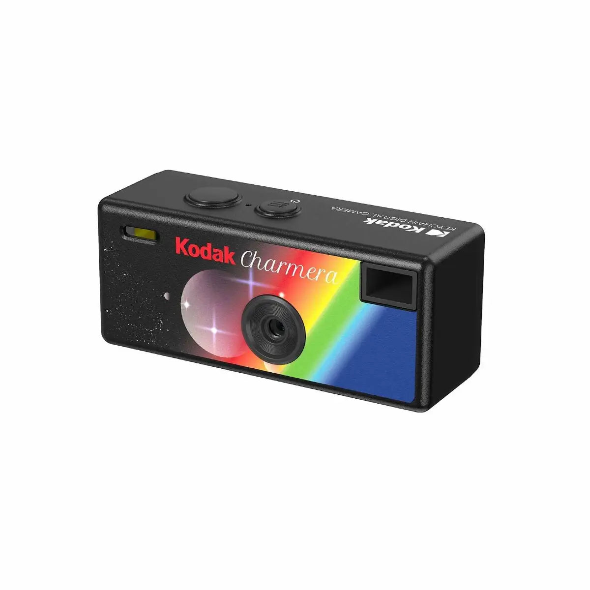 Kodak Charmera instant camera with a colorful lens on a white background