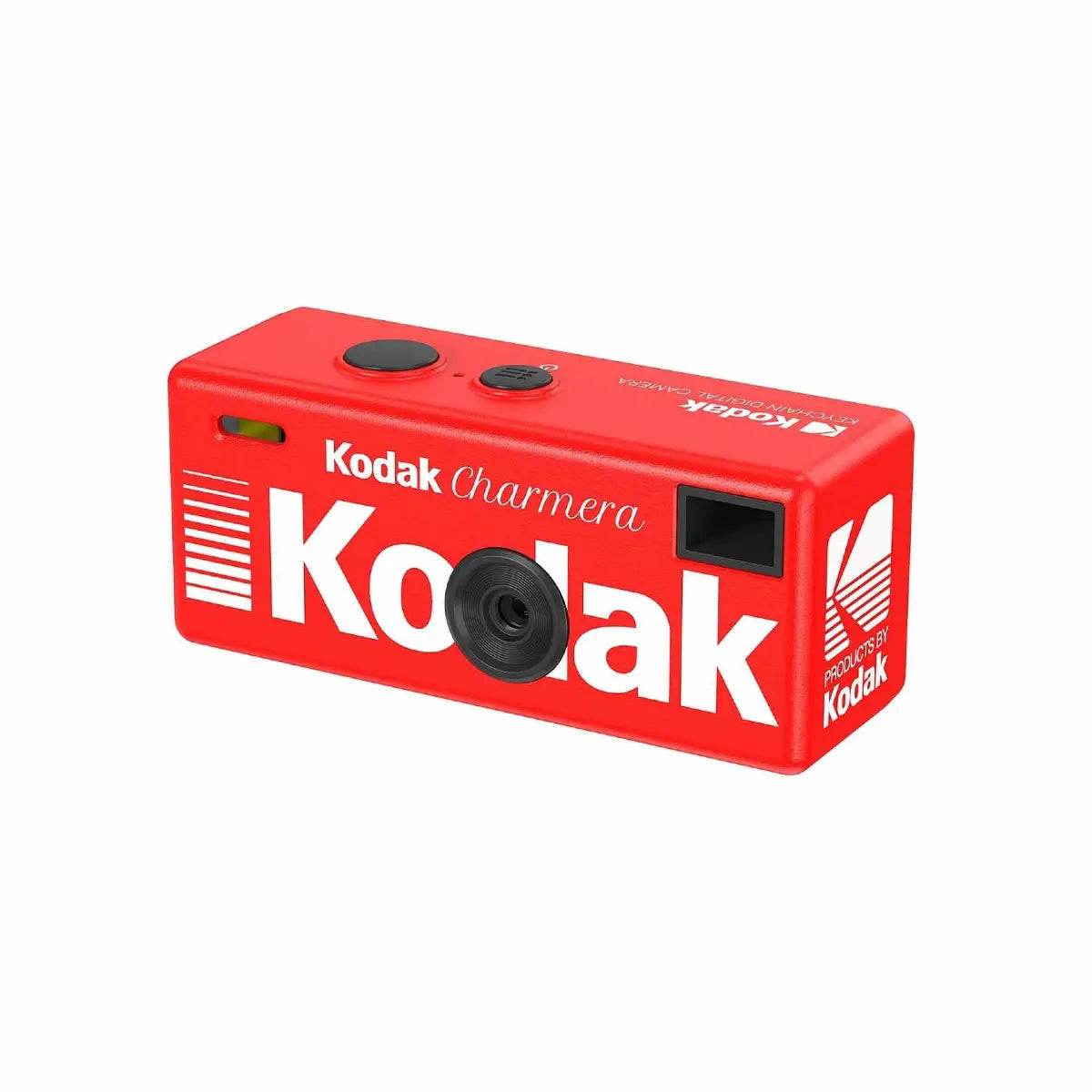 Red Kodak Charmera instant camera on a white background