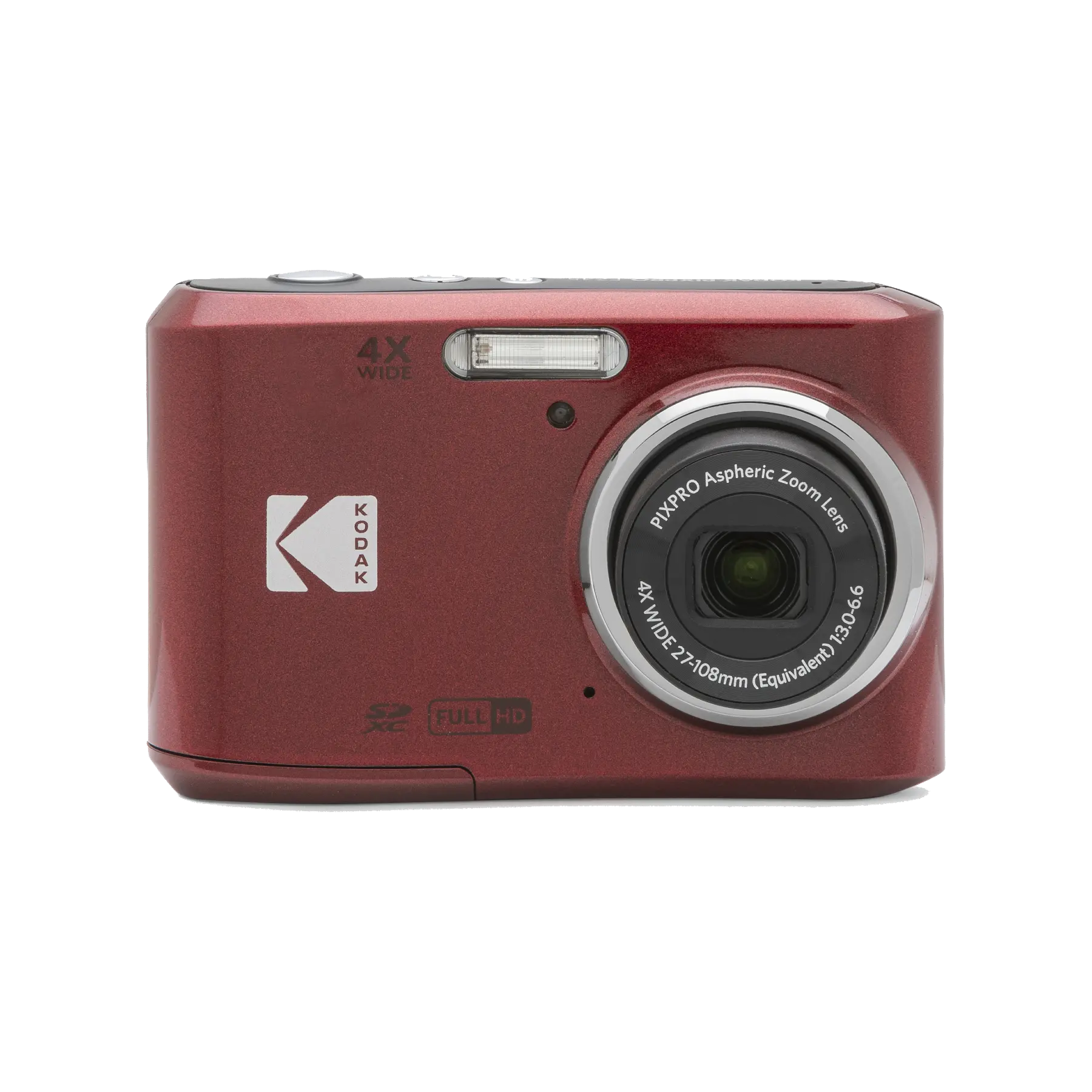 Red Kodak camera on a white background