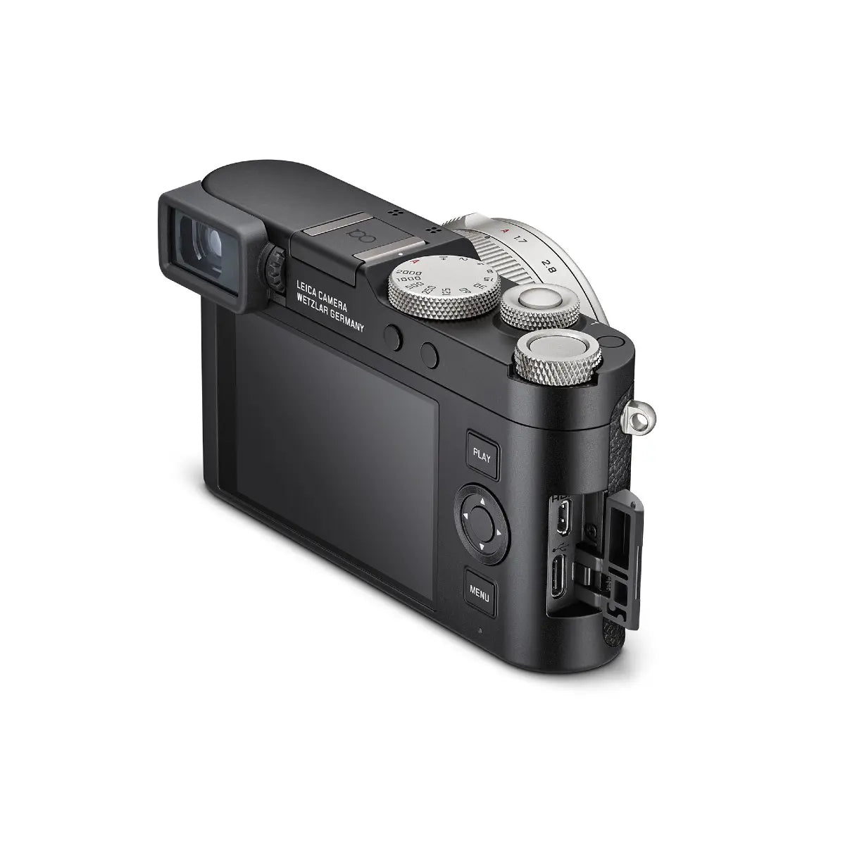 Black digital camera on a white background