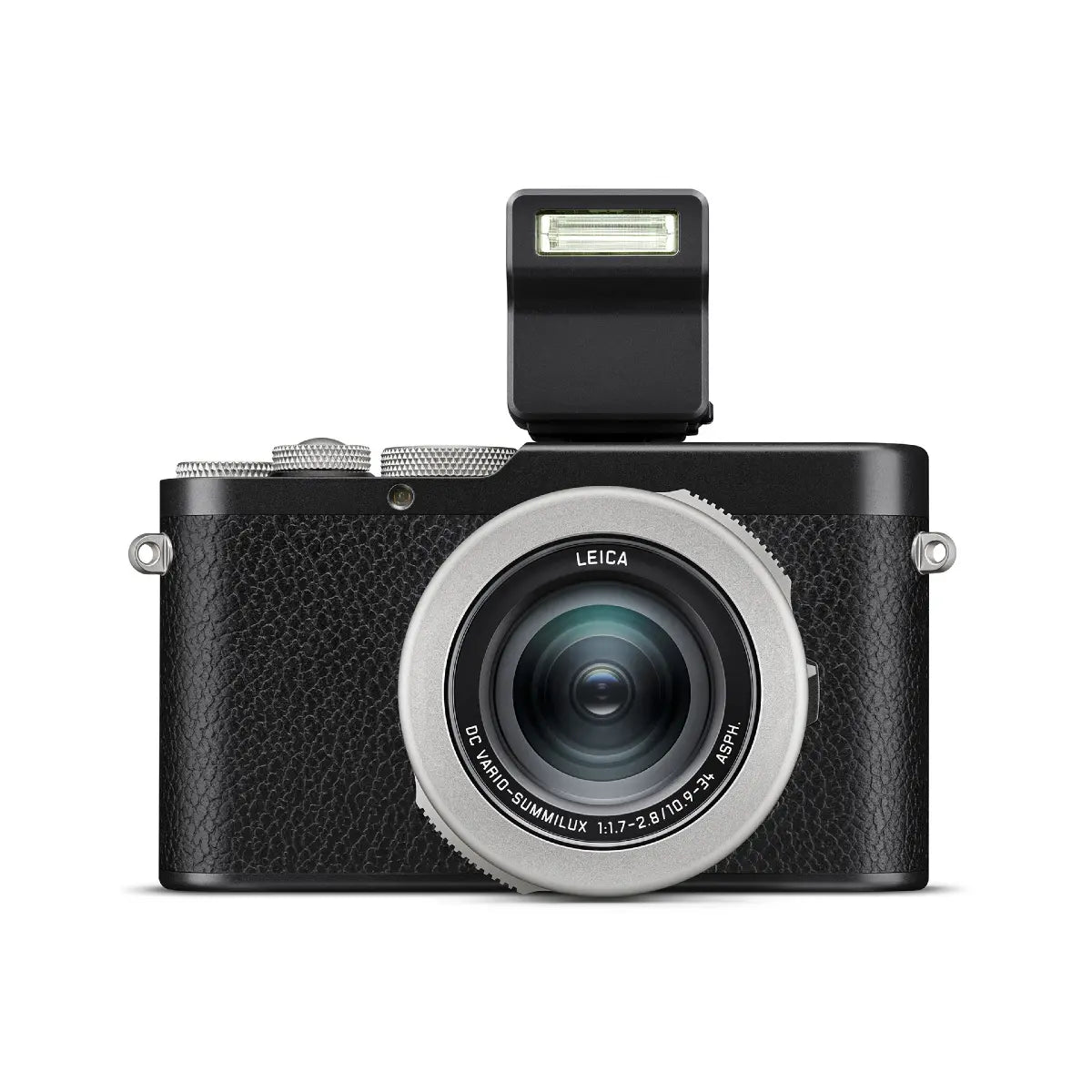 Black camera with Leica branding on a white background