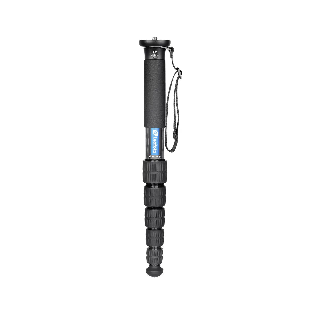 Black monopod with a brand logo on a white background