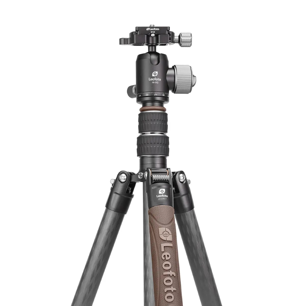 Leofoto tripod with ball head on a white background