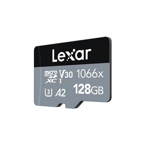 Lexar® Professional 1066x microSDXC™ UHS-I Card SILVER Series - 128gb front angle