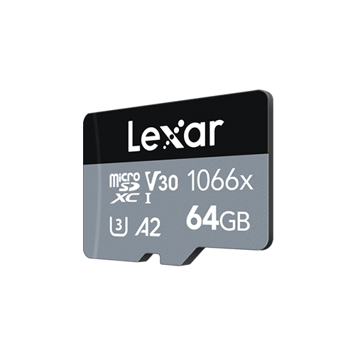 Lexar® Professional 1066x microSDXC™ UHS-I Card SILVER Series - 64gb front angle