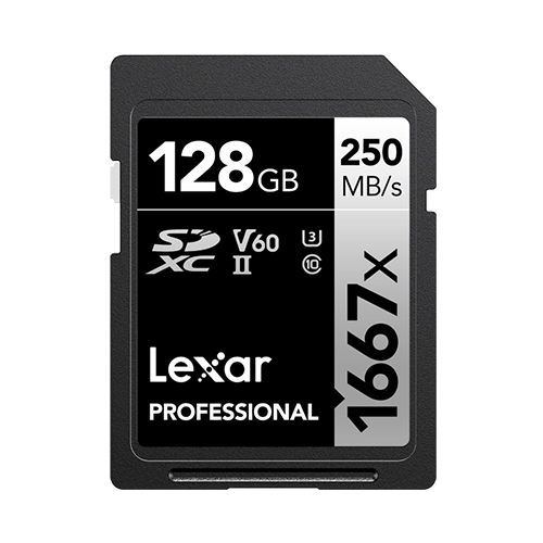 Lexar® Professional 1667x SDXC™ UHS-II Card SILVER Series - 128gb front