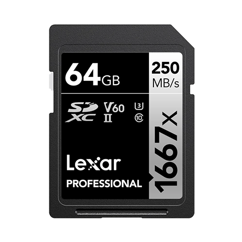 Lexar® Professional 1667x SDXC™ UHS-II Card SILVER Series - 64gb front