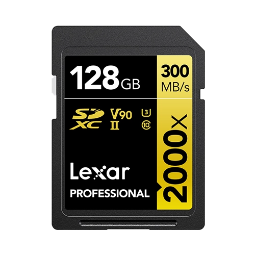 Lexar® Professional 2000x SDHC™/SDXC™ UHS-II Card GOLD Series - 128gb front