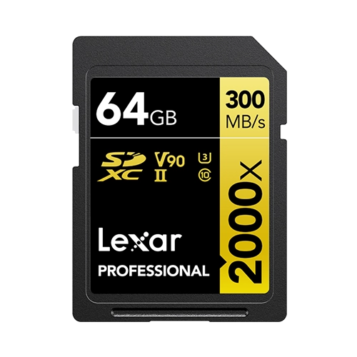 Lexar® Professional 2000x SDHC™/SDXC™ UHS-II Card GOLD Series - 64gb front