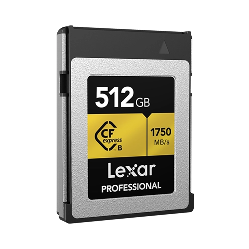 Lexar® Professional CFexpress™ Type B Card GOLD Series - 512gb front angle left