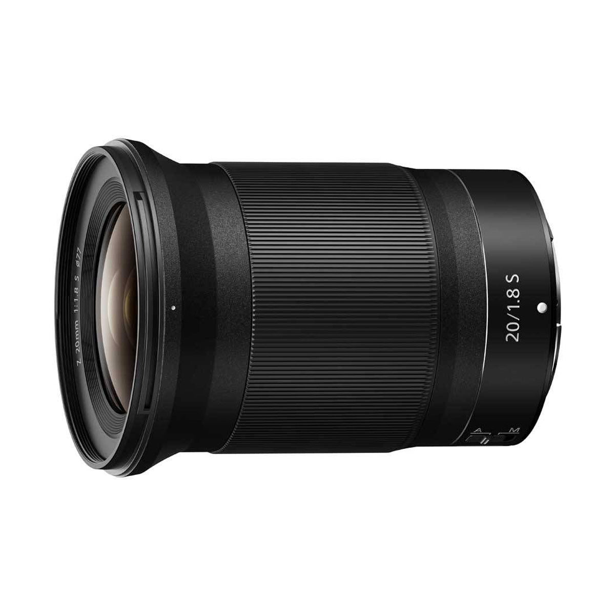 Nikon NIKKOR Z 20mm f1.8 S Lens side angle 2