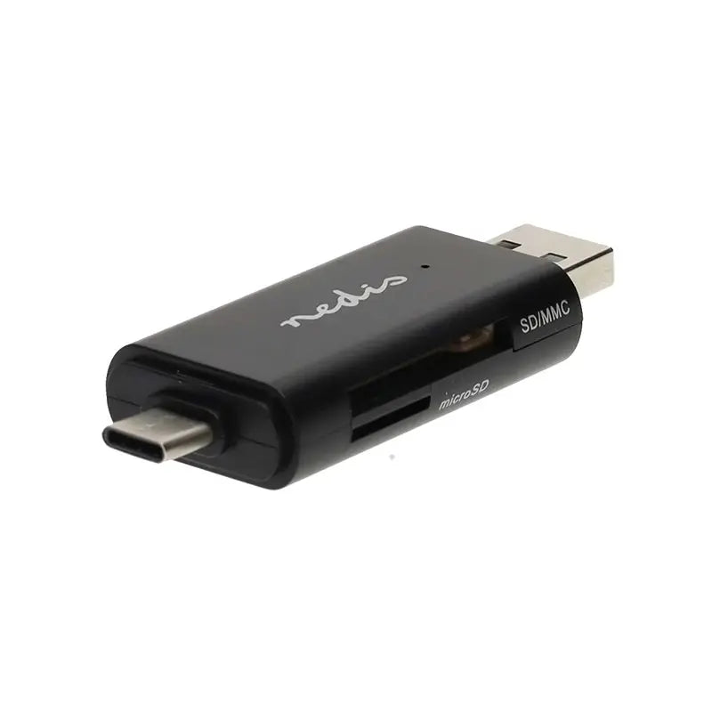 Black USB card reader with 'redis' branding on a white background