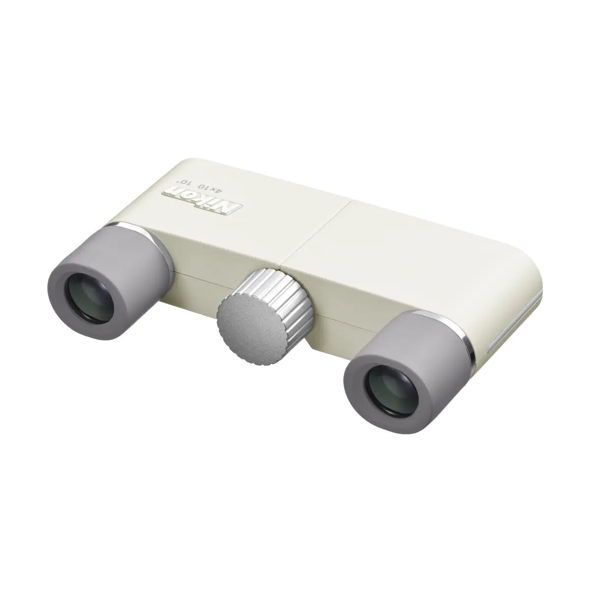 White and gray binoculars on a white background