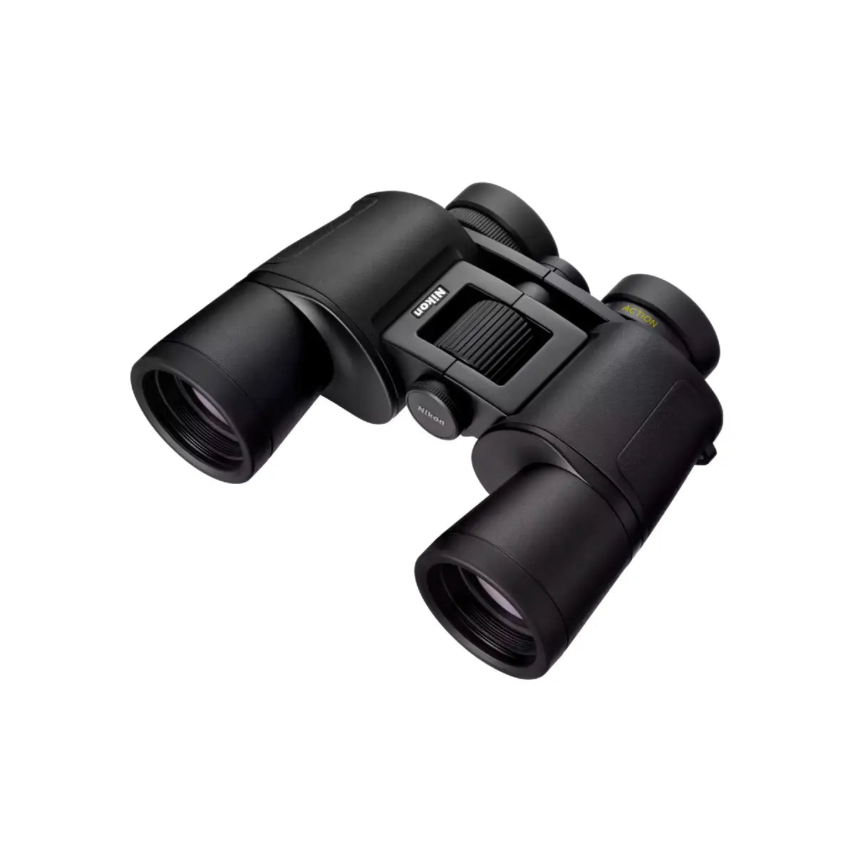 Black binoculars on a white background